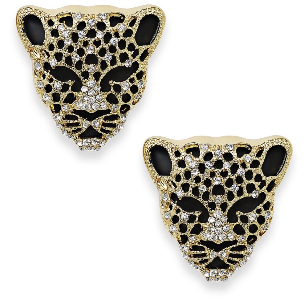crystal leopard oversize earrings